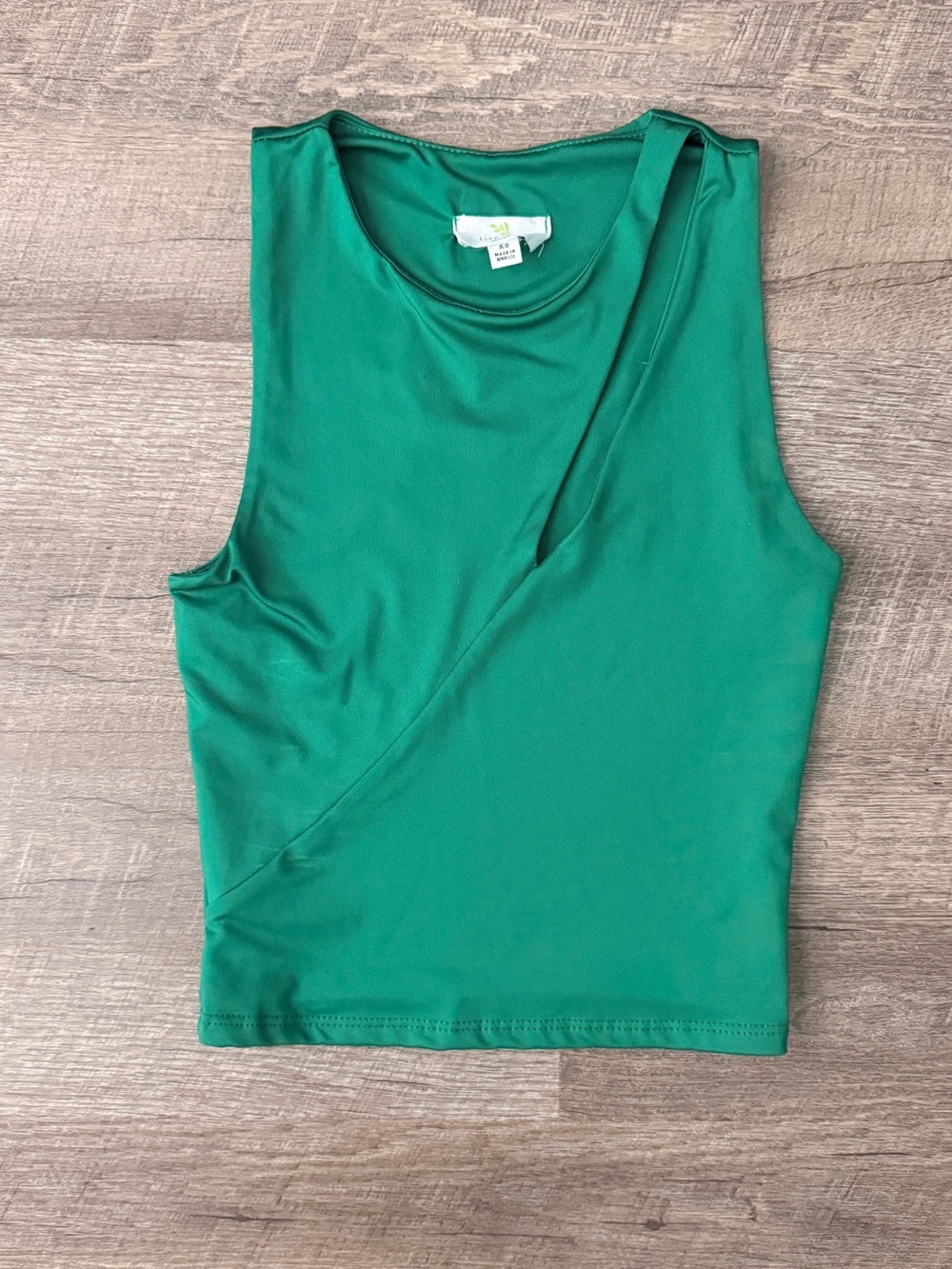Green Sleeveless Cut-Out Cropped Top